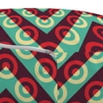 thumbnail image 2 of Geometric Circle Pouf Cover with Zipper, 50s Pop Art Style Triangular Stripes Spiral Hoops Retro Poster Print, Soft Decorative Fabric Unstuffed Case, 30" W X 17.3" L, Maroon Sea Green, by Ambesonne, 2 of 3
