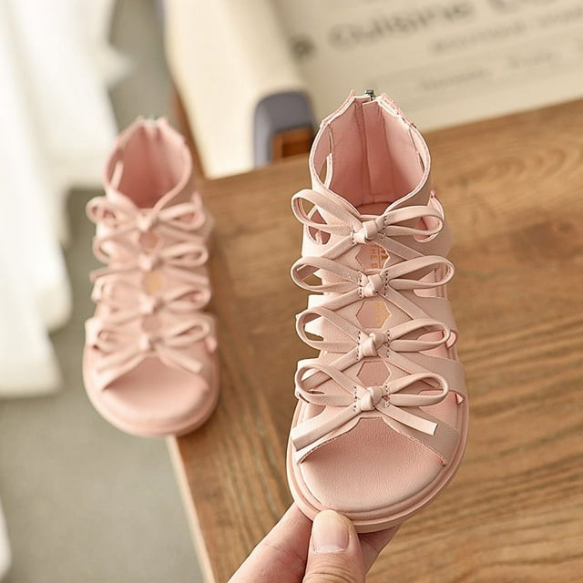 Sandalias para niñas, zapatos romanos de cuero suave, sandalias para niños de estilo coreano, zapatos de princesa, sandalias de bebé de moda de verano