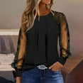 thumbnail image 5 of yillto Womens Tops Dressy Casual Pleated Crew Neck Mesh Long Sleeve Shirts Office Work Chiffon Blouses, 5 of 6
