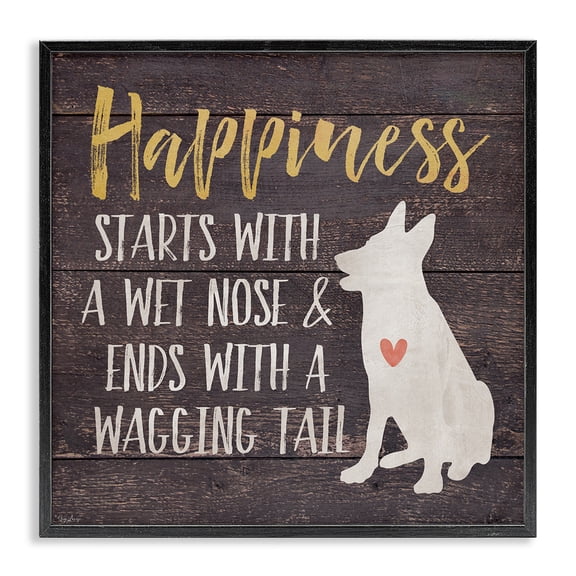 Stupell Industries Eclectic Happiness with a Wet Nose Black Framed Giclee Art, 12 x 12, by Gigi Louise