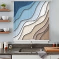 thumbnail image 5 of Navy Blue Brown Ombre Sheer Curtains 45 Inches Long, Modern Geometric Abstract Cream Light Filering Curtains, Breathable Simi Curtain Privacy Drapes for Kitchen Bathroom Small Window Treatment, 5 of 9