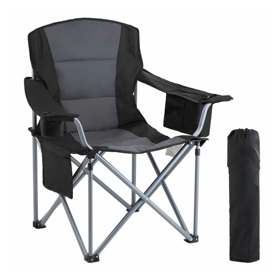 Camping Folding Chair, Heavy Duty Portable Outdoor Chair with Cooler & Cup Holder