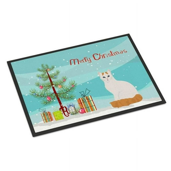 Carolines Treasures CK4808JMAT 24 x 36 in. Turkish Van Cat Merry Christmas Indoor or Outdoor Mat