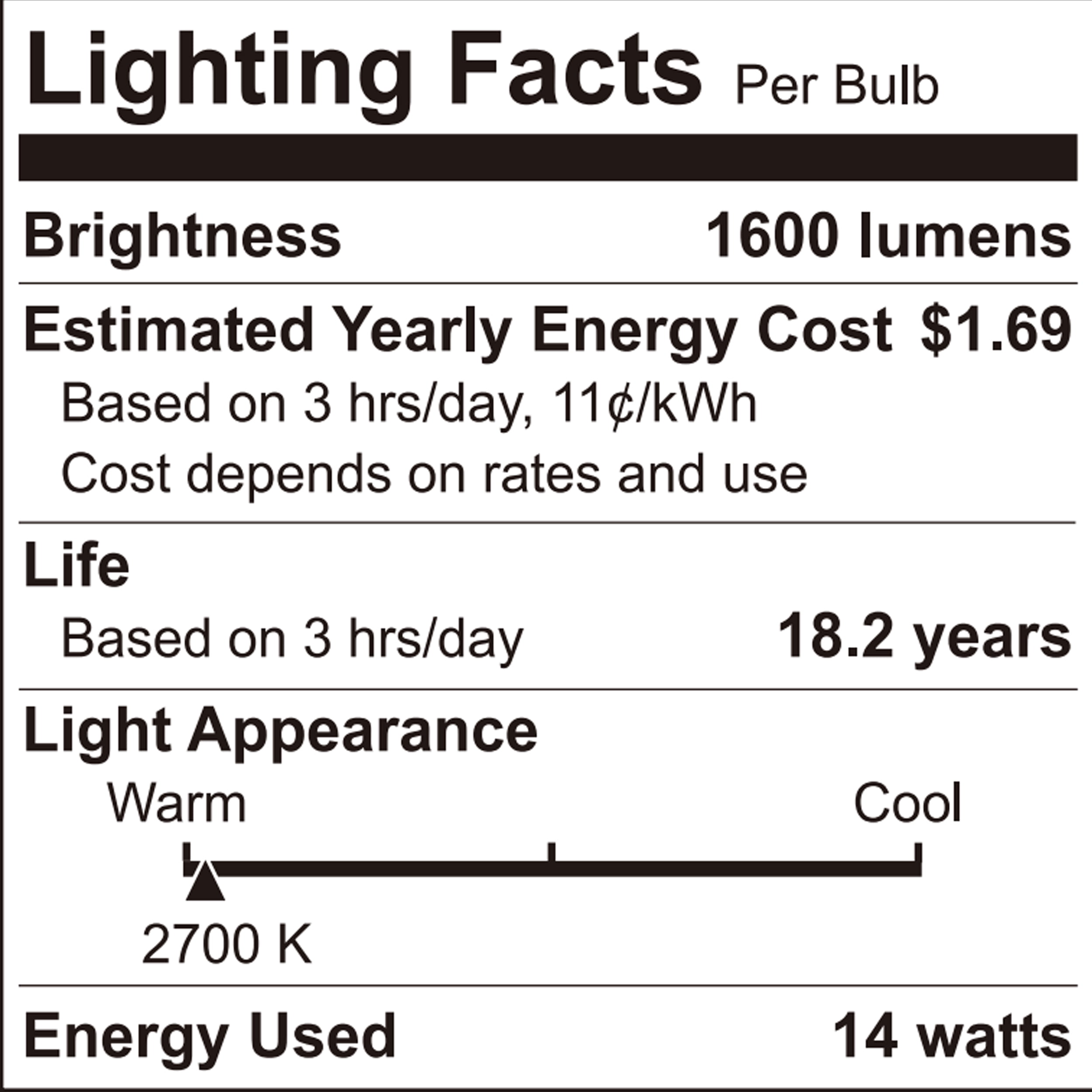 Great Value 18YR A19 LED Light Bulb, 14W (100W Equivalent) Dimmable Soft White E26 Medium Base, 24 Pack