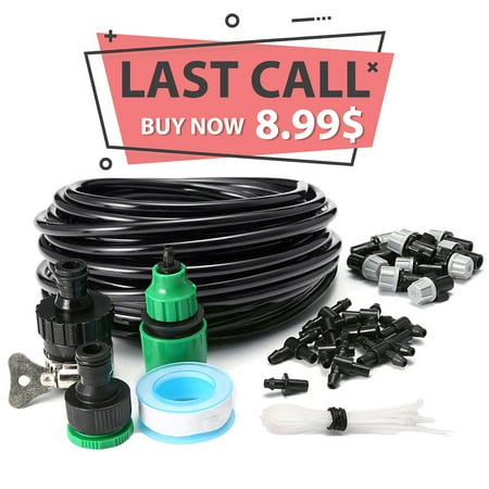 Plastic Drip - KINGSO 33ft Micro Drip Irrigation System Kit Home Garden Patio Micro Flow Drip Irrigation Misting Cooling System Plastic Mist Nozzle Sprinkler Micro Bubbler