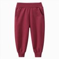 thumbnail image 2 of 6-7T Boys Pants Fleece Lined Thick Straight Leg Elastic Waist Cozy Sweatpants with Side Pockets Fall Winter Casual Wear for Boys 3-12 Years,Red, 2 of 7