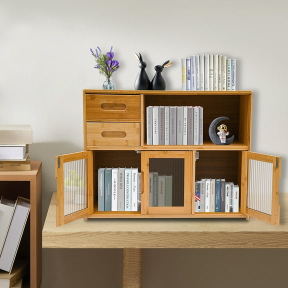 Bamboo Kitchen Pantry, Wood Kitchen Pantry Sideboard, Kitchen Storage Cabinet Floor Mount 24.4*9*18.9in