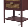 thumbnail image 5 of 29" Bedside Table with 2 Drawer and Shelf, Solid Wood End Table with Naturel Rattan and Semi-Circular Metal Handle, Side Table Furniture for Bedroom Living Room Study, Capacity of 130 Pounds, Red, 5 of 9