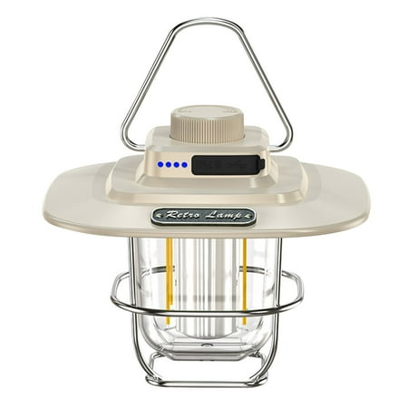 

Aousin LED Camping Lamp Dimmable Retro Lighting with Hook for Outdoor Equipment (White)