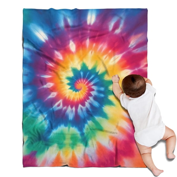 Colorful Rainbow Tie Dye Spiral Pattern Blanket,Comfortable Soft Flannel Throw Blanket,All Season,Warm Lightweight Blankets for Sofa Bed Couch Living Room Chair,30"x40"