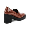 thumbnail image 3 of AQUA COLLEGE Womens Brown Double Notched Strap Padded Jonnie Square Toe Slip On Heeled Loafers 10, 3 of 4
