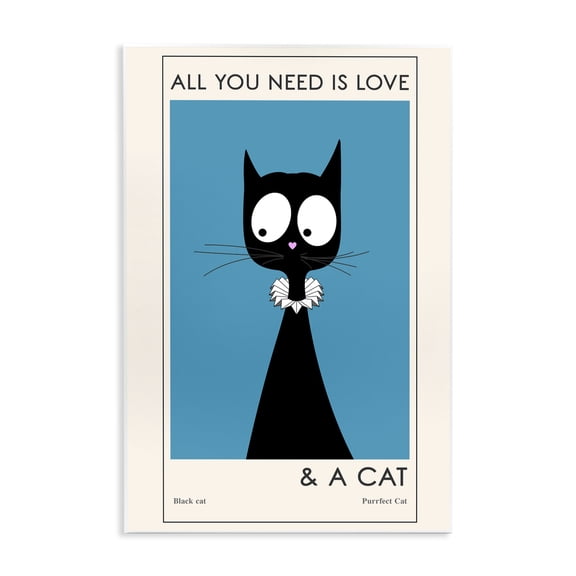 Stupell Industries Modern Love and A Cat Phrase Funny Fashion Feline Wall Plaque Art, 10 x 15, by Ayse