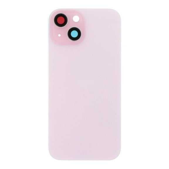Glass Back Compatible With Phone 15 Plus Pink Battery Door Camera Lens Bezel Magnetism Ring   Metal Plate Plain Without Logo