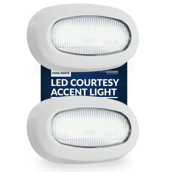 Five Oceans Oblong LED Courtesy Light, 2 Pack Boat Accent Lights, Marine Light for Boat Interior, Deck, Cockpit, Cool White LED, IP 67 Waterproof, 12V, Pontoon, Fishing Boat, Yacht, RVs - FO3672-M2