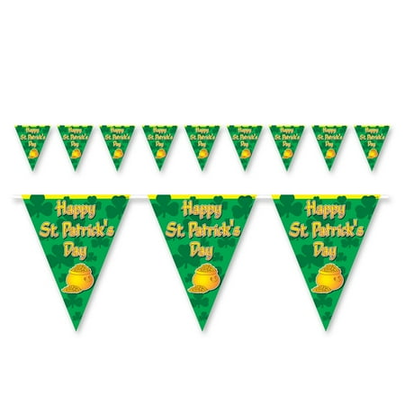 Club Pack of 12 "Happy St. Patrick's Day" Pennant Streamer Banner Hanging Decorations 11" x 12'