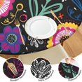 thumbnail image 4 of 56 Inch Round Table Cover Bohemian Floral Style, Elastic Hem Cloth for Kitchen and Entertainment Setting, 4 of 7