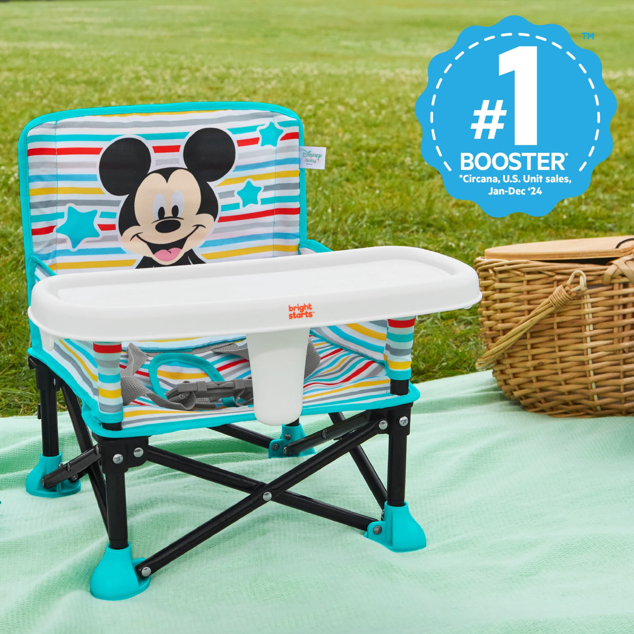 Bright Starts Disney Baby Pop 'N Sit Portable Booster, Mickey Mouse, Infant to Toddler