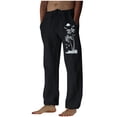 thumbnail image 1 of Penkiiy Mens Linen Drawstring Pants Elastic Waist Lightweight Trouser Loose Plus Size Trouser Fashion Beach Pockets Pant S Black, 1 of 4