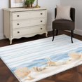 thumbnail image 4 of Summer Beach Seashell Washable Area Rugs 4'x6', Ocean Watercolor Sea Shell Starfish Stripe Wave Low Pile Throw Living Room Rug Non-Slip Sturdy Edge Binding Carpet for Indoor Entryway Bedside Kitchen, 4 of 9
