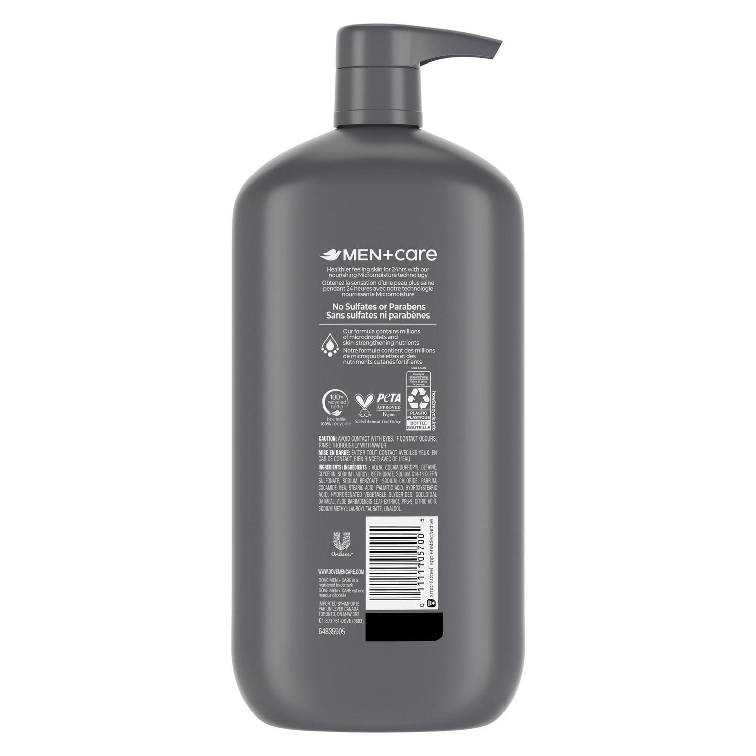 Dove Men+Care Sensitive Shield Body and Face Wash with 24-Hour Nourishing Micromoisture Technology Body Wash for Men, 950mL, 950mL