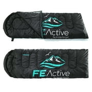 FE Active - Sleeping Bag 3-4 Seasons with Hood, Extra Long 90" x 31", Water Resistant Sleeping Bag for Outdoors, Camping, Backpacking, Hiking & Trekking