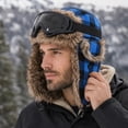 thumbnail image 5 of TKKCS Unisex Winter Plaid Trapper Hat with Matching Goggles Faux Fur Ear Flaps Windproof Warm Ski Hat Blue Free Size, 5 of 6