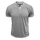 thumbnail image 5 of Blusa de Manga Corta de los Hombres Botones de Color Sólido Al Aire Libre Respirable Cuello Redondo, Sudadera Suelta Casual para Diario, 5 of 6