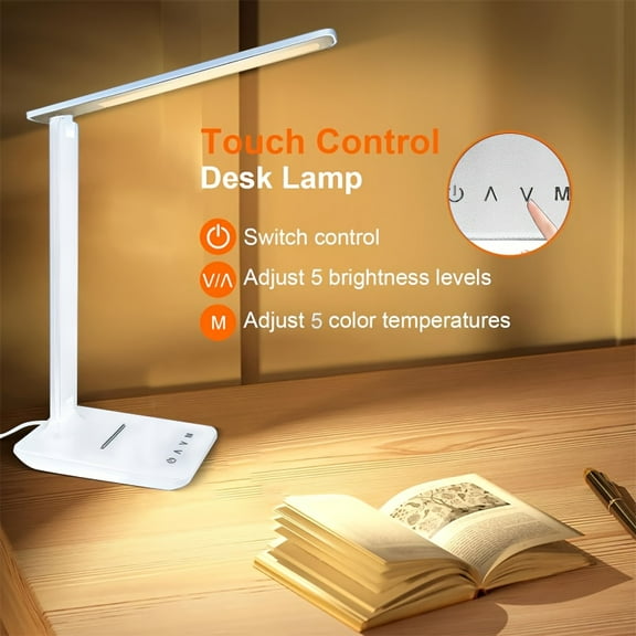 Foldable LED Desk Lamp with Multi - Color Temperature & Brightness, Touch Control, USB Powered - Eye - Caring for Study
