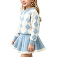thumbnail image 2 of Amidoa Girls 2 Piece Outfits Fall Winter Clothes Solid Color Long Sleeve Top and Casual Pants Kids Clothing Sets Size Light Blue 5-6 Years, 2 of 5