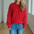 thumbnail image 6 of Alkepwun Sweaters for Women Crewneck Cute Hollowed Out Long Sleeved Loose Fall Winter Knitted Pullover Tops, 6 of 7