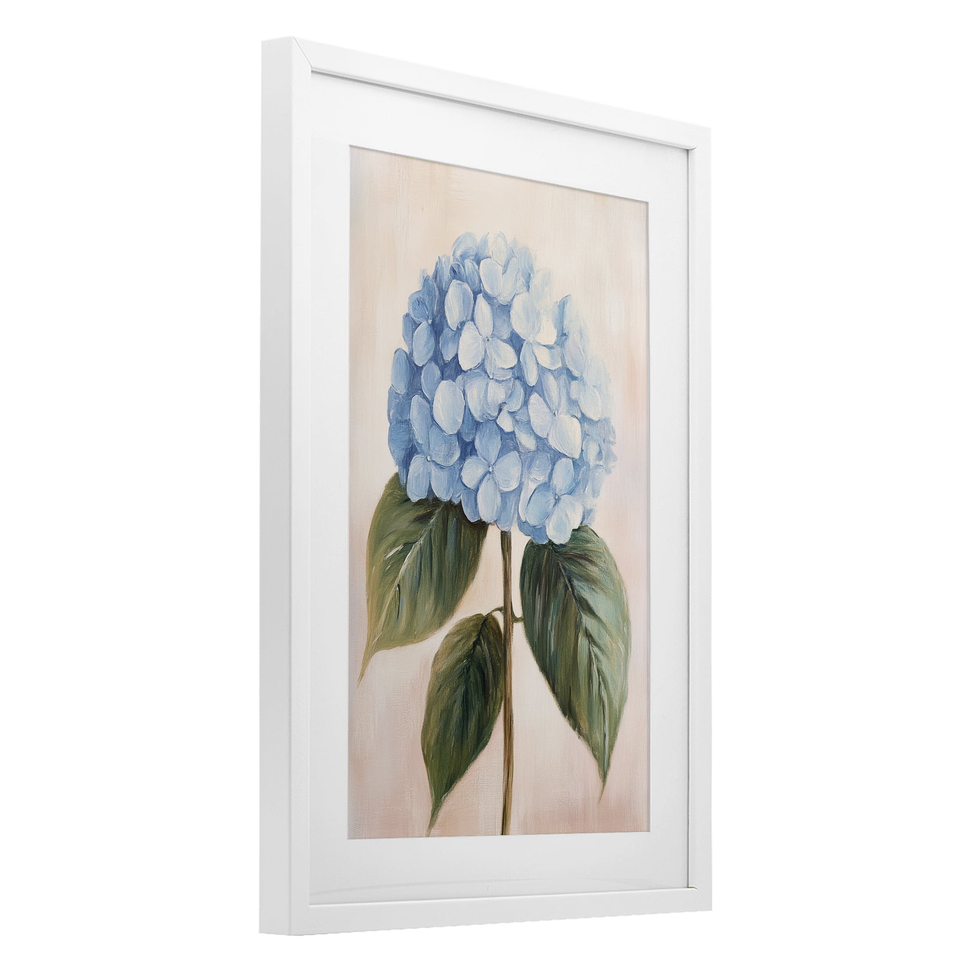 Stupell Industries Baby Blue Hydrangea White Framed Print Under Glass, design by Petal Prints Design