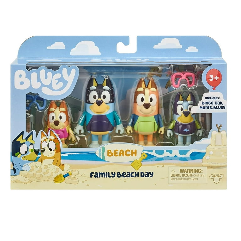 Bluey Figure 4-Pack, Family Beach Day Home 2.5-3 inch Multi-color