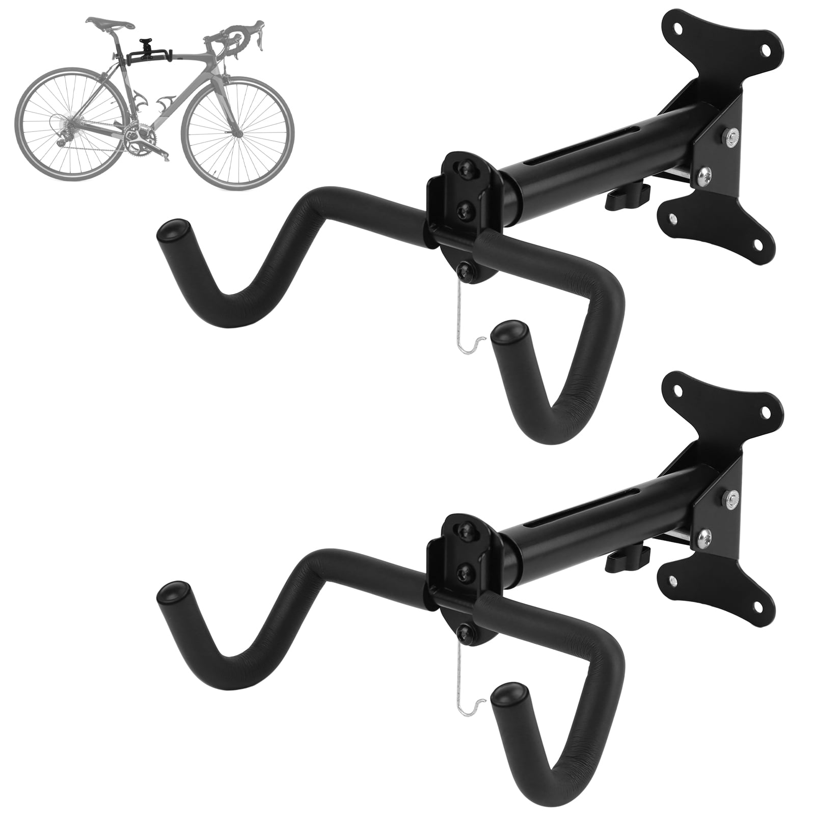 Cyfie Foldable Bike Rack for Garage, Wall Mount Bicycle Storage Hooks Bike Hanger Holder for Hanging Mountain Road Bike BMX Kids Bike Children Bicycle with Helmet Hook, 2 Pack