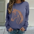 thumbnail image 4 of Sweaters For Women Horse Print Hoodless Sweatshirt Riding Horse Lover Long Sleeve Crew Neck Pullover Tops Casual Loose Shirts Warm Soft For Fall And Winter 2Xl Womens Sweaters, 4 of 7