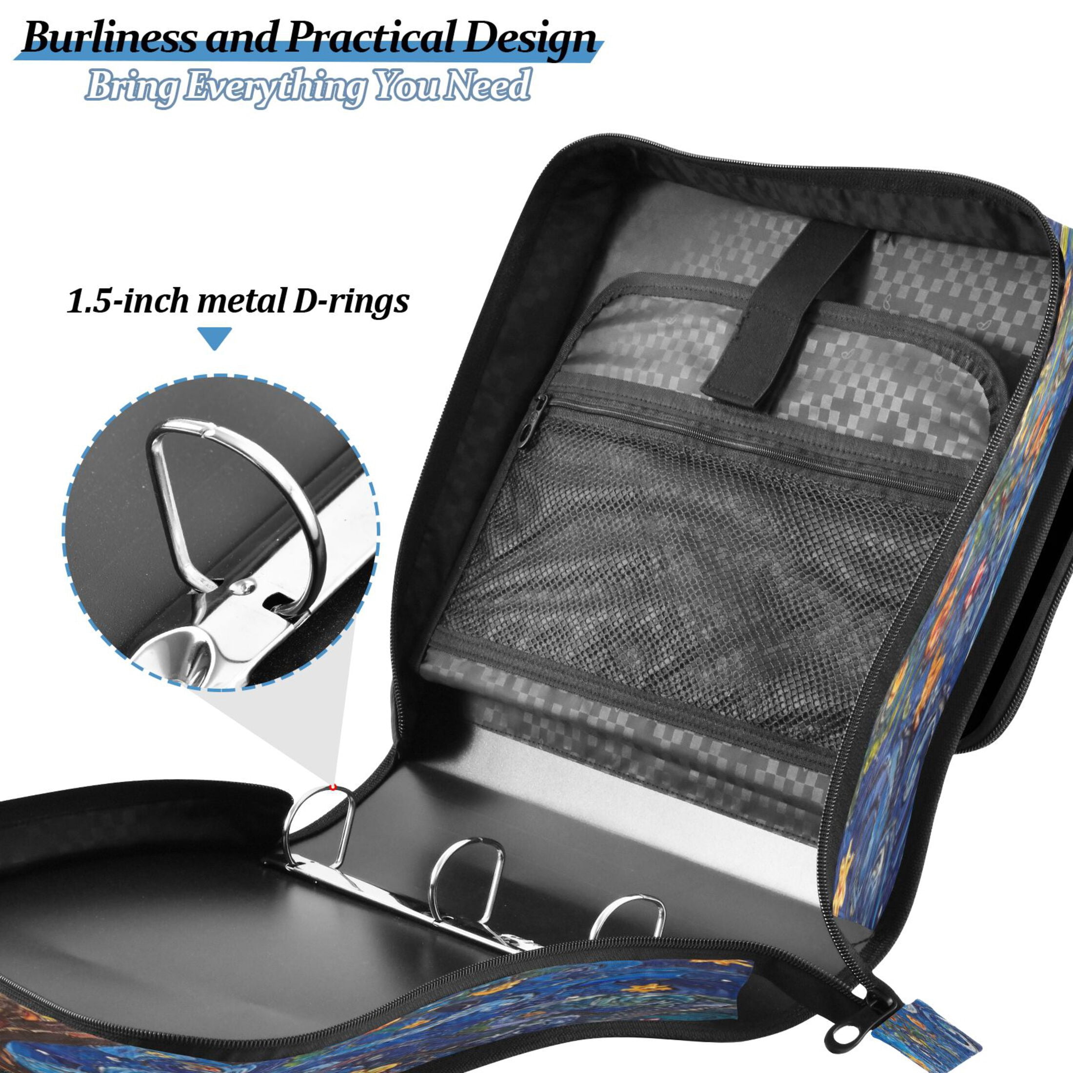 YAZAOO Zipper Binder trapper keeper Documents Organized Design Radiant Trees Of Life Printed