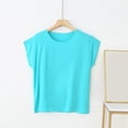 thumbnail image 2 of Pisexur T-Shirts Courts à Manches Courtes pour Femmes Été Manches Dolman Roulées Crop Tops Décontractés Col Rond Basiques, 2 of 4