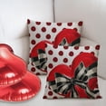 thumbnail image 2 of Bow Decoration Heart Pillow Pillowcase Sofa Decoration, Valentines Day Pillow Cover 18x18 Inch Set of 2, Red Heart Pillow, Red Pillows for Wedding Home Decoration Polka Dot Bow Romantic Decor, 2 of 6