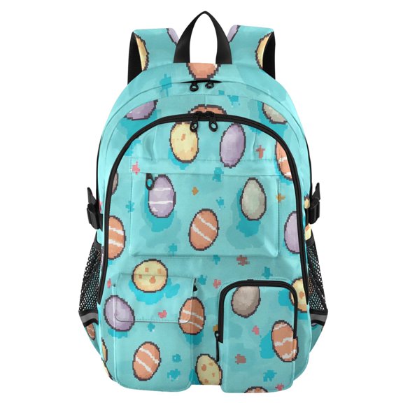 DIXRUYEE Pixeleastereggs Pattern Backpack for School 14”Laptop Compatible with Reflective Safety Strips