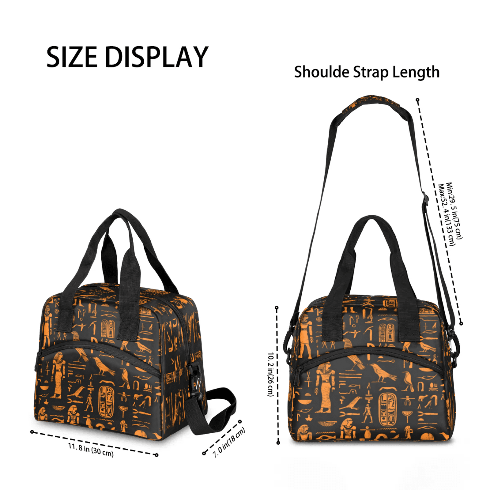 Herdesigns Ethnic Egypt Egyptian Insulated Lunch Bag for Women Men Adult, Reusable Insulated Cooler Lunch Box Lunch Tote Bag for Work Picnic Beach