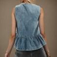 thumbnail image 7 of Women's Y2k Tie Front Denim Vest V Neck Ruffle Hem Sleeveless Peplum Jean Top Shirt,Womens Denim Tie Front Tops Babydoll Peplum Puff Sleeve Jean Shirts Crew Neck Summer Casual Bow Blouses, 7 of 7
