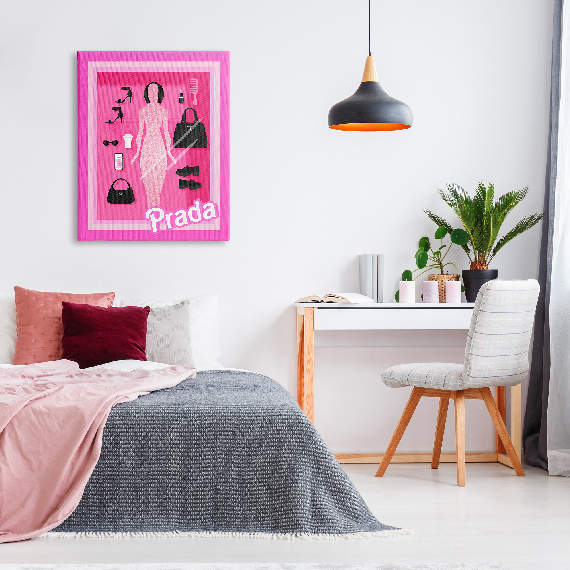 Stupell Industries Pink Fashion Doll Beauty & Fashion Painting Gallery Wrapped Canvas Print Wall Art, 30 x 40
