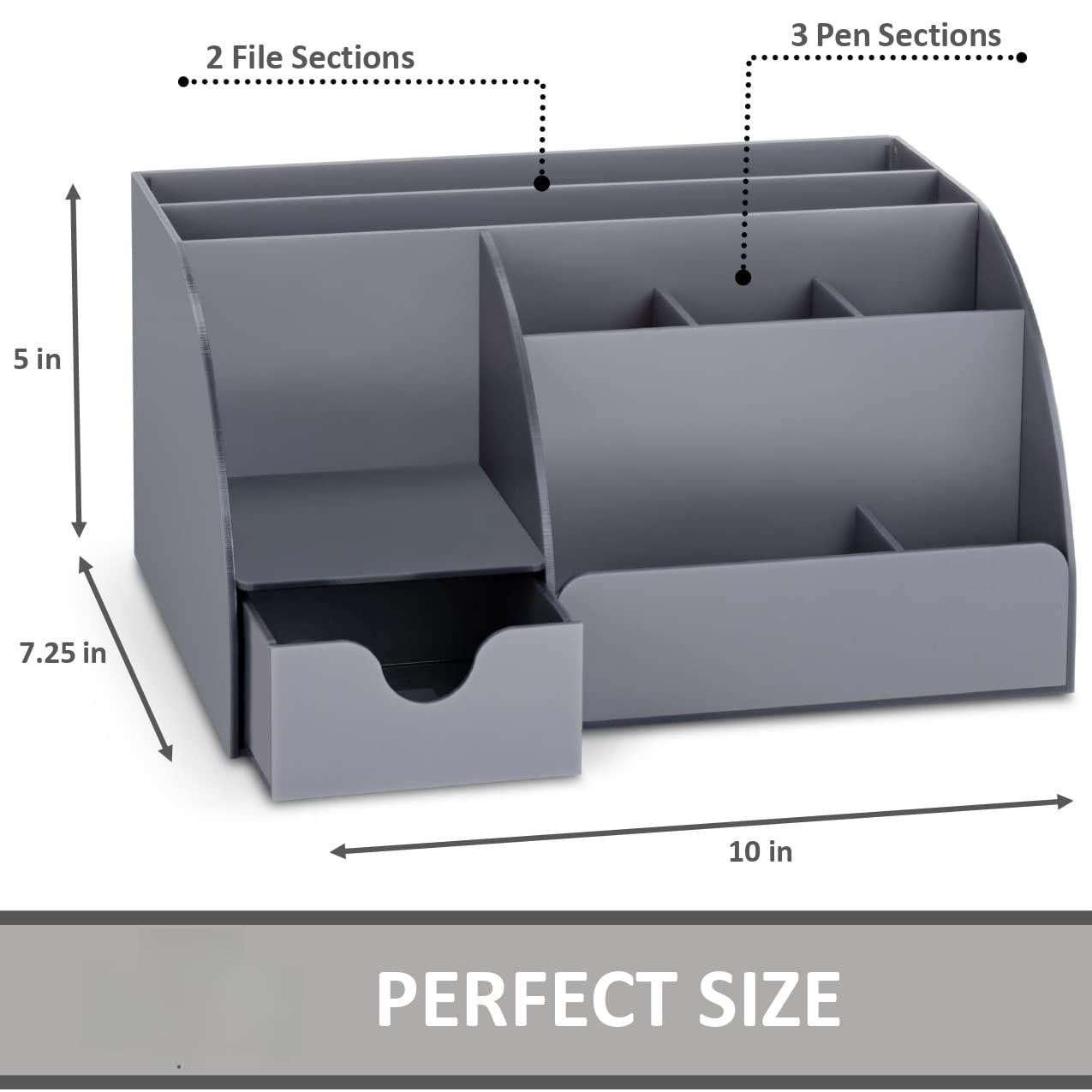 Grey Desk Organizer  9 Compartments Office Supplies And Accessories Decor Desktop (gray)