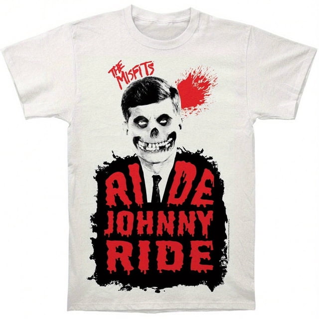 Misfits Rock Band Pattern T-Shirt Men's Black Casual Crew Neck Short Sleeve One Misfits Ride Johnny Ride Pattern T-Shirt W4 4XL