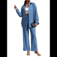 thumbnail image 1 of Traje de Verano para Mujer, de Dos Piezas, con Camisa, Pantalones y Ropa Deportiva Informal para Playa y Vacaciones Azul L, 1 of 10