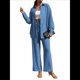 thumbnail image 1 of Traje de Verano para Mujer, de Dos Piezas, con Camisa, Pantalones y Ropa Deportiva Informal para Playa y Vacaciones Azul L, 1 of 10