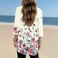 thumbnail image 4 of WTOBBY Women's Fashion Casual Retro Floral Print V-Neck Mid-Length Tunic Tops with Pockets, 3/4 Sleeve Blouses for Stylish and Comfortable Shirt Wear,Beige 2XL, 4 of 5