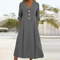 thumbnail image 1 of Chemise Plissée à Boutons pour Femmes Robe Décontractée Col en V Simple Décontractée Ample Fluide, 1 of 6