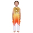 thumbnail image 3 of Sholeno Girls Worship Praise Dance Outfits Sleeveless Sequin Liturgical Tunic Overlay Dress with Wide Leg Pants Gold 10, 3 of 5