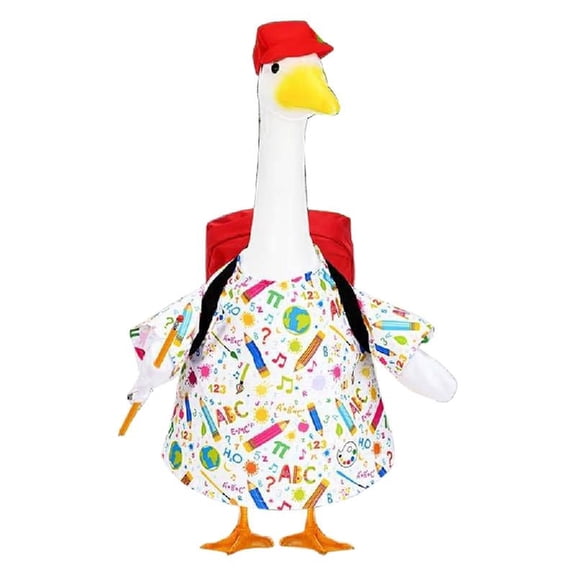 SDFGTstore Seasonal Porch Decoration Cement Geese Statue with Playful School Theme Outfit