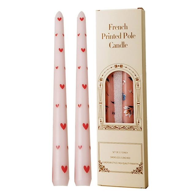 Bougies Coniques Rouges à Tête de Cœur 10 Pouces, Ensemble Anti-Goutte Sans Parfum pour Table de la Saint-Valentin, Demande en Mariage et Centre de Table de Mariage, Cadeau Symbole d'Amour, une Paire de Bougies